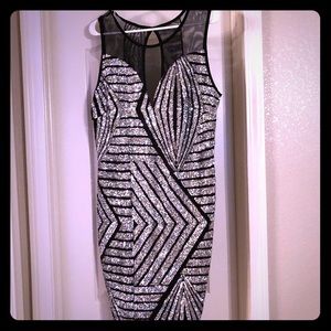 Sequin Black Dress with Silver Design all over